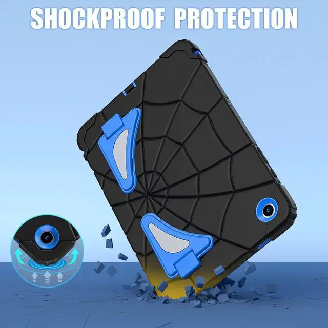 Alt view image 3 of 7 - BONAEVER Case for Samsung Galaxy Tab A9 Plus 11 Inch 2023 Model SM-X210/X216/X218, Rugged Shockproof Cover with Stand Shoulder Strap for Samsung Galaxy Tab A9+ Black/Blue