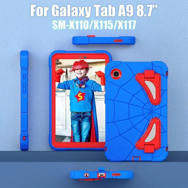 Alt view image 5 of 7 - BONAEVER Case for Samsung Galaxy Tab A9 8.7 Inch 2023 Model SM-X110/X115/X117, Rugged Shockproof Cover with Stand, Shoulder Strap Blue