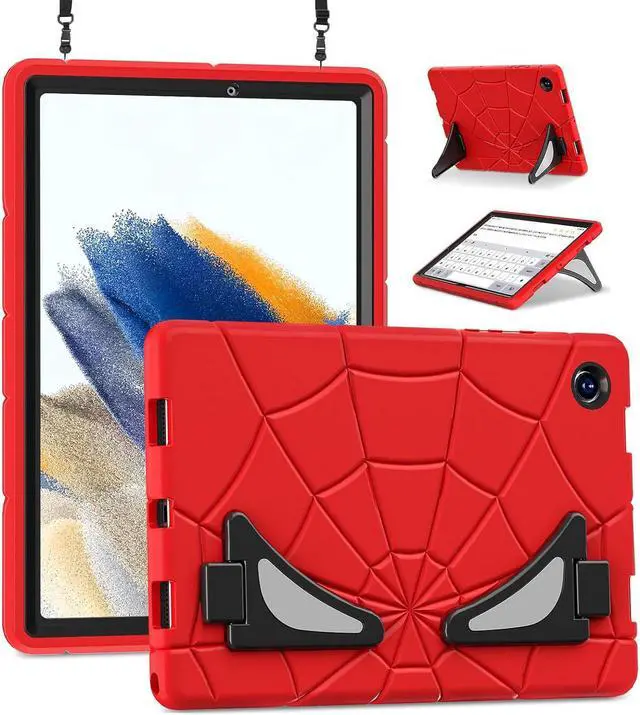 Main image of BONAEVER Case For Samsung Galaxy Tab A8 10.5 inch 2022 SM-X200/X205/X207 Tablet Cases With Stand, Shoulder Strap, Thickned Cornor Impact Protection Cover for Kids Boys Children Red