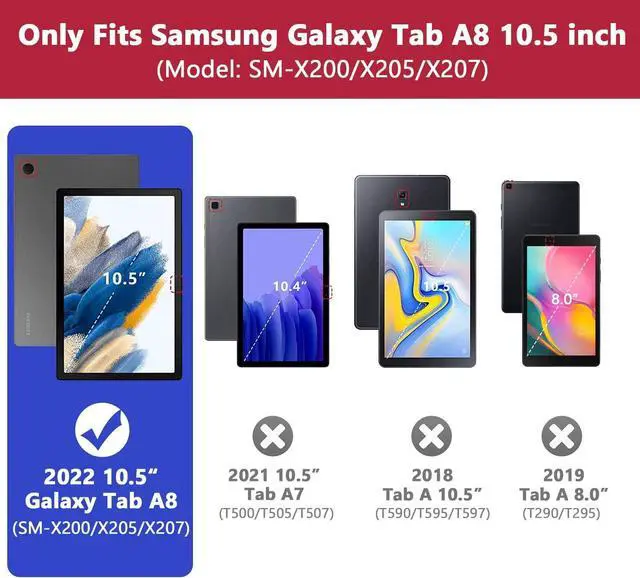 Alt view image 2 of 7 - BONAEVER Case For Samsung Galaxy Tab A8 10.5 inch 2022 SM-X200/X205/X207 Tablet Cases With Stand, Shoulder Strap, Thickned Cornor Impact Protection Cover for Kids Boys Children Red