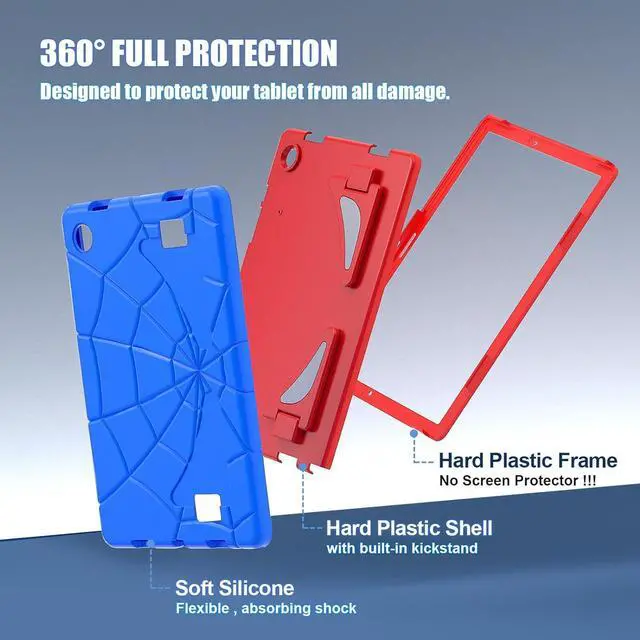 Alt view image 7 of 7 - BONAEVER Case For Samsung Galaxy Tab A8 10.5 inch 2022 SM-X200/X205/X207 Tablet Cases With Stand, Shoulder Strap, Thickned Cornor Impact Protection Cover for Kids Boys Children Blue/Red