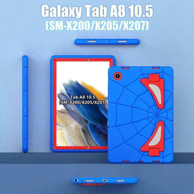 Alt view image 6 of 7 - BONAEVER Case For Samsung Galaxy Tab A8 10.5 inch 2022 SM-X200/X205/X207 Tablet Cases With Stand, Shoulder Strap, Thickned Cornor Impact Protection Cover for Kids Boys Children Blue/Red
