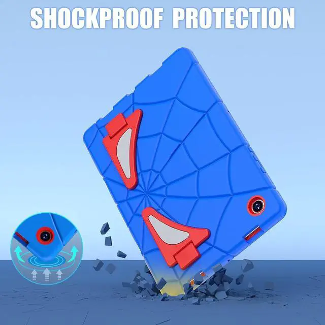 Alt view image 4 of 7 - BONAEVER Case For Samsung Galaxy Tab A8 10.5 inch 2022 SM-X200/X205/X207 Tablet Cases With Stand, Shoulder Strap, Thickned Cornor Impact Protection Cover for Kids Boys Children Blue/Red