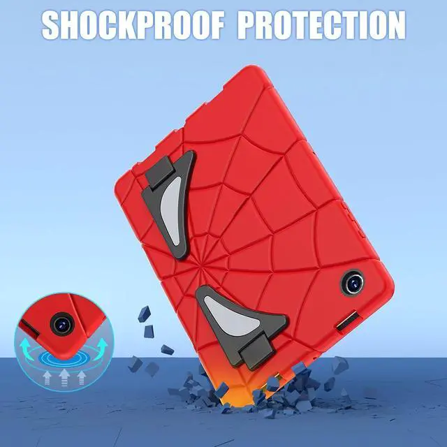 Alt view image 4 of 7 - BONAEVER Case For Samsung Galaxy Tab A8 10.5 inch 2022 SM-X200/X205/X207 Tablet Cases With Stand, Shoulder Strap, Thickned Cornor Impact Protection Cover for Kids Boys Children Red