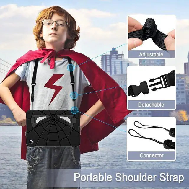 Alt view image 4 of 7 - BONAEVER Tablet Case For Samsung Galaxy Tab A7 Lite 8.7 inch 2021 SM-T220/T225/T227 With Stand, Shoulder Strap, Thickned Cornor Impact Protection Cover for Kids Boys Children