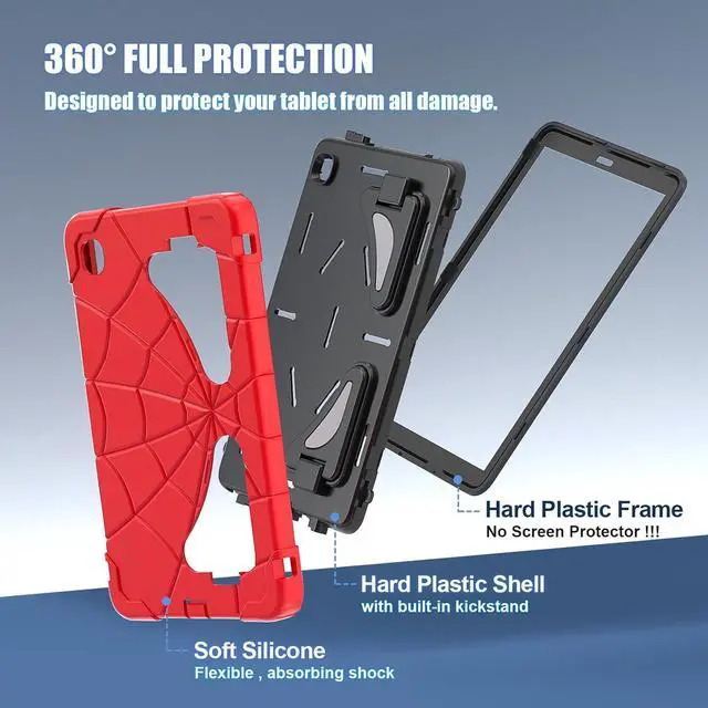 Alt view image 6 of 7 - BONAEVER Tablet Case For Samsung Galaxy Tab A7 Lite 8.7 inch 2021 SM-T220/T225/T227 With Stand, Shoulder Strap, Thickned Cornor Impact Protection Cover for Kids Boys Children Red