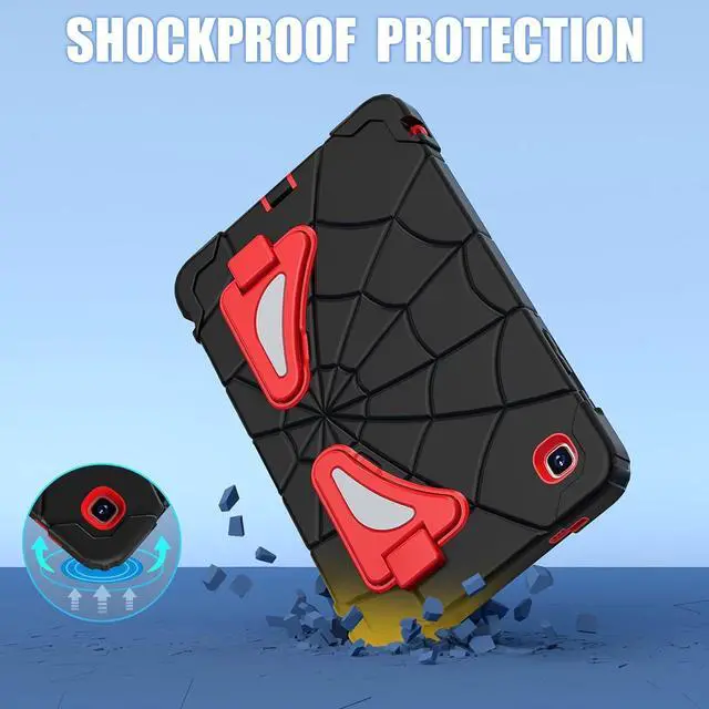 Alt view image 4 of 7 - BONAEVER Tablet Case For Samsung Galaxy Tab A7 Lite 8.7 inch 2021 SM-T220/T225/T227 With Stand, Shoulder Strap, Thickned Cornor Impact Protection Cover for Kids Boys Children Black/Red