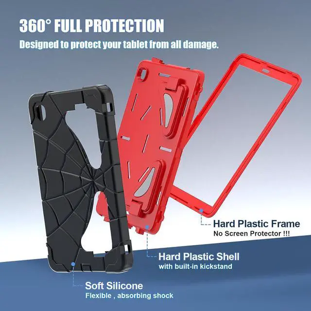 Alt view image 6 of 7 - BONAEVER Tablet Case For Samsung Galaxy Tab A7 Lite 8.7 inch 2021 SM-T220/T225/T227 With Stand, Shoulder Strap, Thickned Cornor Impact Protection Cover for Kids Boys Children Black/Red