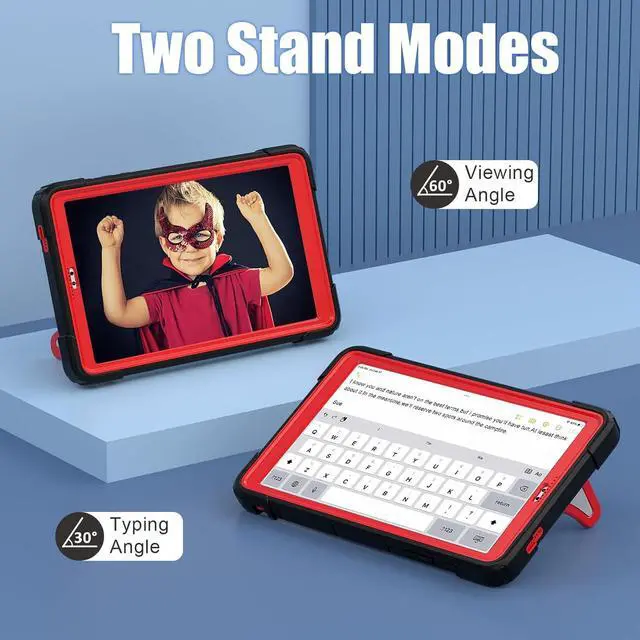 Alt view image 5 of 7 - BONAEVER Tablet Case For Samsung Galaxy Tab A7 Lite 8.7 inch 2021 SM-T220/T225/T227 With Stand, Shoulder Strap, Thickned Cornor Impact Protection Cover for Kids Boys Children Black/Red