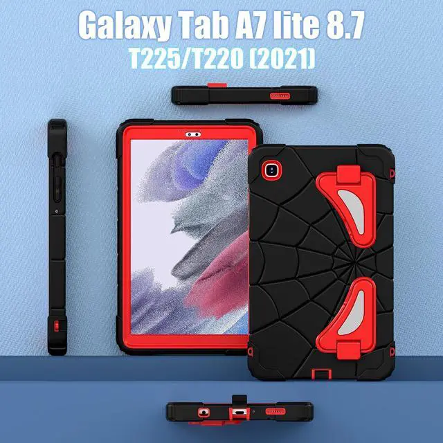 Alt view image 7 of 7 - BONAEVER Tablet Case For Samsung Galaxy Tab A7 Lite 8.7 inch 2021 SM-T220/T225/T227 With Stand, Shoulder Strap, Thickned Cornor Impact Protection Cover for Kids Boys Children Black/Red