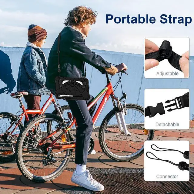 Alt view image 5 of 7 - BONAEVER Tablet Case For Samsung Galaxy Tab S10 Lite / S10 FE / S9 FE 10.9 inch / S9 / S8 / S7 11 inch with Stand, Shoulder Strap, Thickned Cornor Impact Protective Cover for Kids Boys