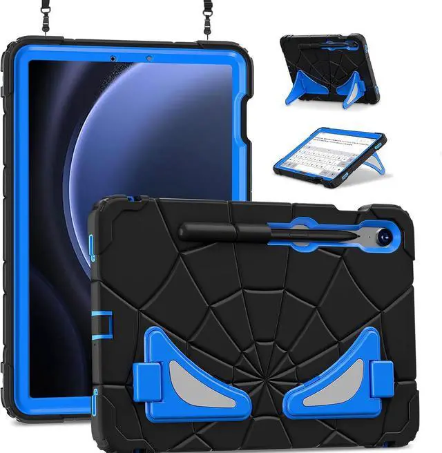 Main image of BONAEVER Tablet Case For Samsung Galaxy Tab S10 Lite / S10 FE / S9 FE 10.9 inch / S9 / S8 / S7 11 inch with Stand, Shoulder Strap, Thickned Cornor Impact Protective Cover for Kids Boys Blue