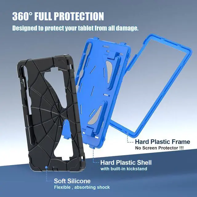 Alt view image 7 of 7 - BONAEVER Tablet Case For Samsung Galaxy Tab S10 Lite / S10 FE / S9 FE 10.9 inch / S9 / S8 / S7 11 inch with Stand, Shoulder Strap, Thickned Cornor Impact Protective Cover for Kids Boys Blue