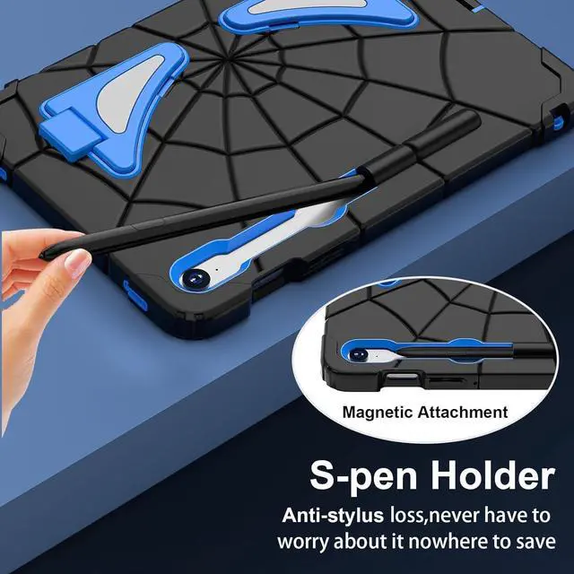 Alt view image 6 of 7 - BONAEVER Tablet Case For Samsung Galaxy Tab S10 Lite / S10 FE / S9 FE 10.9 inch / S9 / S8 / S7 11 inch with Stand, Shoulder Strap, Thickned Cornor Impact Protective Cover for Kids Boys Blue