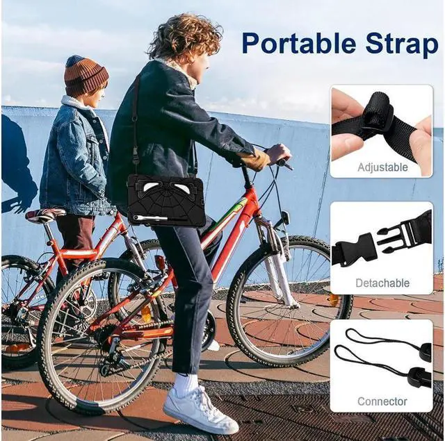 Alt view image 5 of 7 - BONAEVER Tablet Case For Samsung Galaxy Tab S10 Lite / S10 FE / S9 FE 10.9 inch / S9 / S8 / S7 11 inch with Stand, Shoulder Strap, Thickned Cornor Impact Protective Cover for Kids Boys Blue