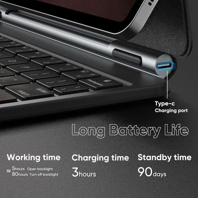 Alt view image 6 of 7 - BONAEVER Magic Keyboard Case for Samsung Galaxy Tab S10 FE / S9 FE 5G 10.9 inch/S9/S8/S7 11 inch, Slim Protective Cover with Floating Cantilever Magnetic Stand, Backlit, Smart Touchpad, Pen Holder