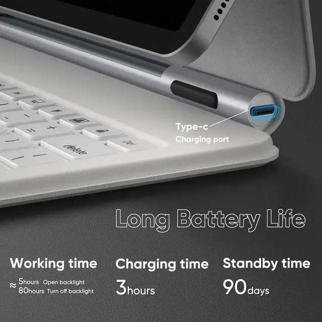 Alt view image 5 of 7 - BONAEVER Magic Keyboard Case for Samsung Galaxy Tab S10 Lite / S10 FE / S9 FE 5G 10.9 inch/S9/S8/S7 11 inch with Floating Magnetic Stand, Backlit, Smart Touchpad, Pen Holder, LED Battery Display