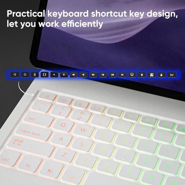 Alt view image 6 of 7 - BONAEVER Magic Keyboard Case for Samsung Galaxy Tab S10 Lite / S10 FE / S9 FE 5G 10.9 inch/S9/S8/S7 11 inch with Floating Magnetic Stand, Backlit, Smart Touchpad, Pen Holder, LED Battery Display
