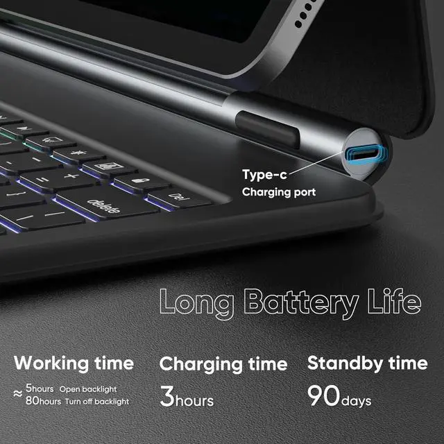 Alt view image 3 of 7 - BONAEVER Magic Keyboard Case for Samsung Galaxy Tab S10 Plus/S9 Plus/S9 FE Plus/S8 Plus/S7 Plus/S7 FE 12.4 inch, Slim Folio Cover with Floating Magnetic Stand, Backlit, Smart Touchpad, Pencil Holder