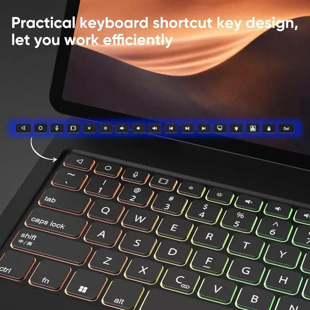 Alt view image 7 of 7 - BONAEVER Magic Keyboard Case for Samsung Galaxy Tab S10 Plus/S9 Plus/S9 FE Plus/S8 Plus/S7 Plus/S7 FE 12.4 inch, Slim Folio Cover with Floating Magnetic Stand, Backlit, Smart Touchpad, Pencil Holder