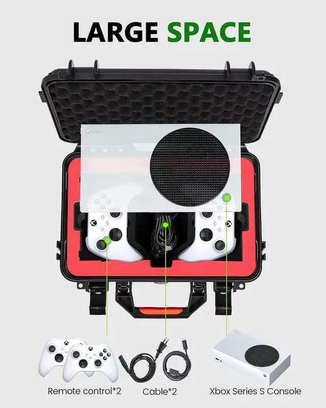 Alt view image 2 of 7 - BONAEVER Carrying Case for Xbox Series S, Professional Deluxe Waterproof Case Soft Lining Hard Case with Shoulder for Xbox Series S and Other Accessories Storage