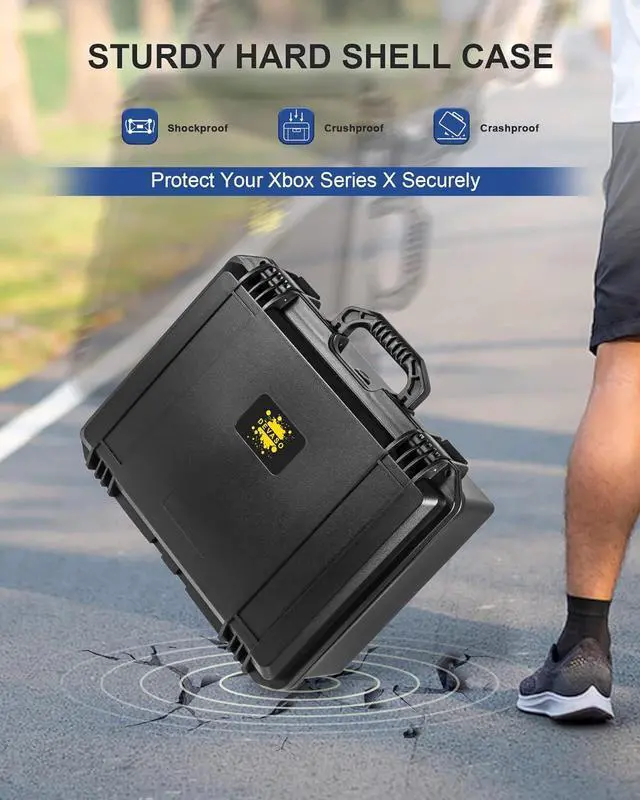 Alt view image 4 of 7 - BONAEVER Hard Carrying Case Compatible with Xbox Series X, Professional Deluxe Waterproof Case Soft Lining Hard Case for Xbox Series X Console, Controllers, Headset and Other Accessories