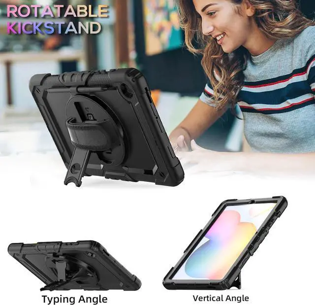 Alt view image 4 of 7 - BONAEVER Samsung Galaxy Tab S6 Lite Case 10.4 inch 2024/2022/2020 with Screen Protector, Pen Holder,Heavy Duty Case for S6 Lite Tablet SM-P620/P625/P610/P613/P619 with Stand Hand Shoulder Strap