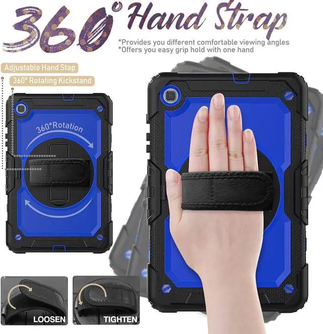 Alt view image 3 of 7 - BONAEVER Samsung Galaxy Tab S6 Lite Case 10.4 inch 2024/2022/2020 with Screen Protector, Pen Holder,Heavy Duty Case for S6 Lite Tablet SM-P620/P625/P610/P613/P619 with Stand Hand Shoulder Strap Blue