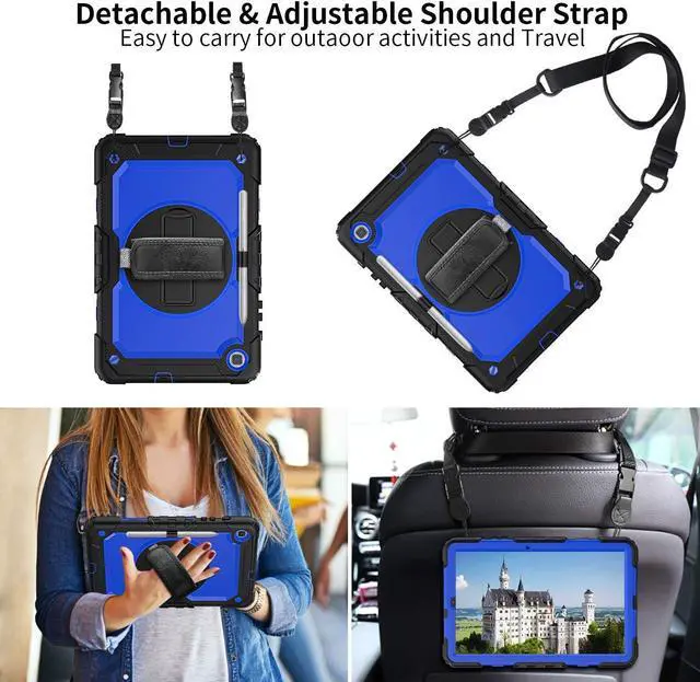 Alt view image 5 of 7 - BONAEVER Samsung Galaxy Tab S6 Lite Case 10.4 inch 2024/2022/2020 with Screen Protector, Pen Holder,Heavy Duty Case for S6 Lite Tablet SM-P620/P625/P610/P613/P619 with Stand Hand Shoulder Strap Blue