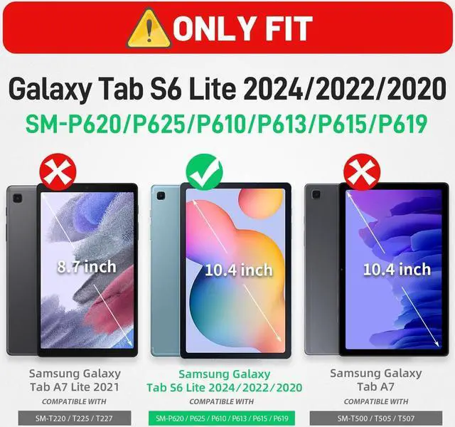Alt view image 2 of 6 - BONAEVER Samsung Galaxy Tab S6 Lite Case 10.4 inch 2024/2022/2020 with Screen Protector, Pen Holder,Heavy Duty Case for S6 Lite Tablet SM-P620/P625/P610/P613/P619 with Stand Hand Shoulder Strap