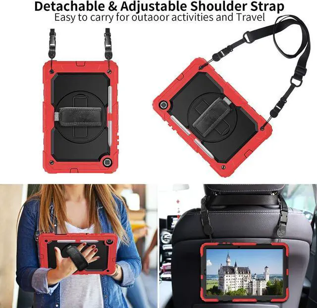 Alt view image 5 of 7 - BONAEVER Samsung Galaxy Tab S6 Lite Case 10.4 inch 2024/2022/2020 with Screen Protector, Pen Holder,Heavy Duty Case for S6 Lite Tablet SM-P620/P625/P610/P613/P619 with Stand Hand Shoulder Strap Red