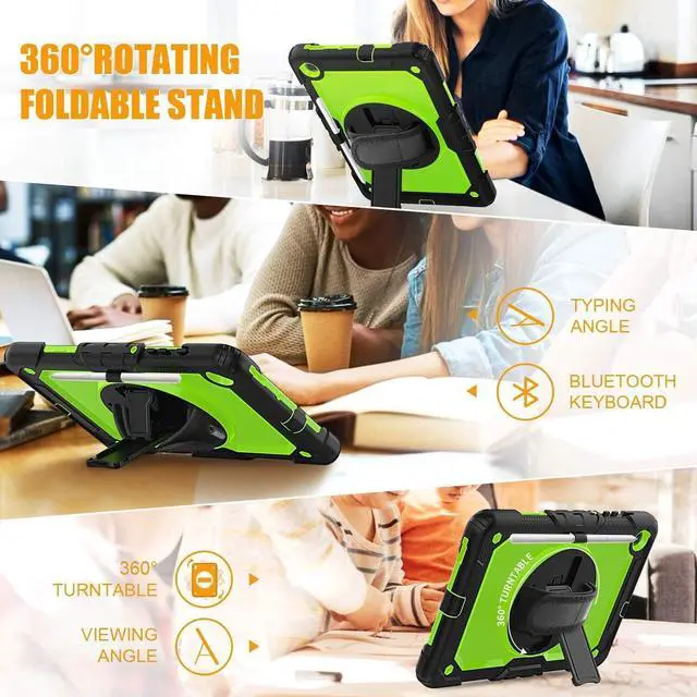 Alt view image 2 of 5 - BONAEVER Samsung Galaxy Tab S6 Lite Case 10.4 inch 2024/2022/2020 with Screen Protector, Pen Holder,Heavy Duty Case for S6 Lite Tablet SM-P620/P625/P610/P613/P619 with Stand Hand Shoulder Strap Green