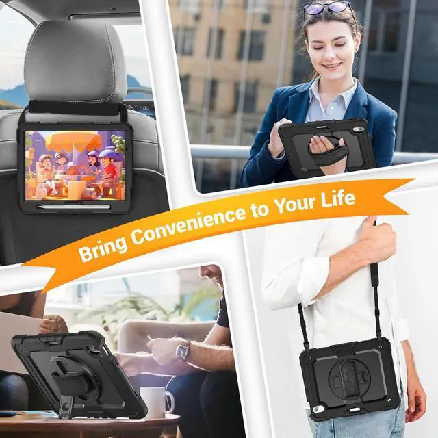 Alt view image 4 of 7 - BONAEVER Case for iPad Air 11 inch 7th 6th Generation M3 M2 2025 2024, Heavy Duty Shockproof Protective Cover with Screen Protector, Stand and Hand/Shoulder Strap
