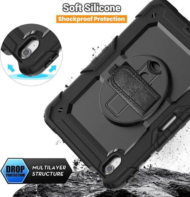 Alt view image 5 of 7 - BONAEVER Case for iPad Air 11 inch 7th 6th Generation M3 M2 2025 2024, Heavy Duty Shockproof Protective Cover with Screen Protector, Stand and Hand/Shoulder Strap