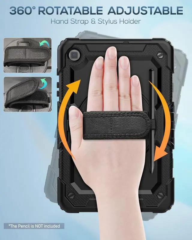 Alt view image 5 of 7 - BONAEVER Case for Samsung Galaxy Tab S6 Lite 10.4 inch 2024/2022/2020 SM-P620/P625/P627/P610/P615/P613/P619, Shockproof Protective Cover with Screen Protector, Rotating Stand, Hand/Shoulder Strap