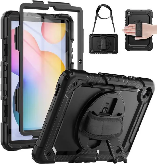 Main image of BONAEVER Case for Samsung Galaxy Tab S6 Lite 10.4 inch 2024/2022/2020 SM-P620/P625/P627/P610/P615/P613/P619, Shockproof Protective Cover with Screen Protector, Rotating Stand, Hand/Shoulder Strap