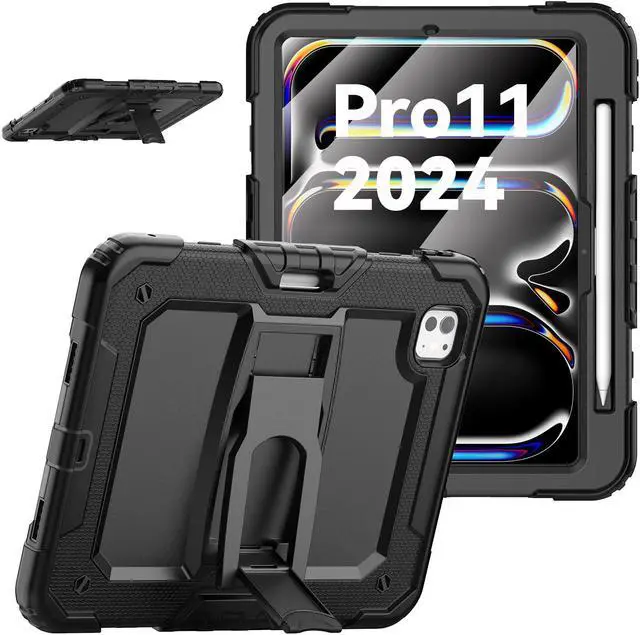 Main image of BONAEVER Shockproof Case for iPad Pro 11 Inch 2024 M4 2024 5th Generation A2836/A2837/A3006 Protective Cover with Screen Protector, Built-in Stand