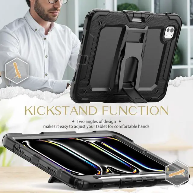 Alt view image 3 of 7 - BONAEVER Shockproof Case for iPad Pro 11 Inch 2024 M4 2024 5th Generation A2836/A2837/A3006 Protective Cover with Screen Protector, Built-in Stand