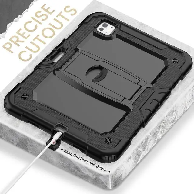 Alt view image 6 of 7 - BONAEVER Shockproof Case for iPad Pro 11 Inch 2024 M4 2024 5th Generation A2836/A2837/A3006 Protective Cover with Screen Protector, Built-in Stand