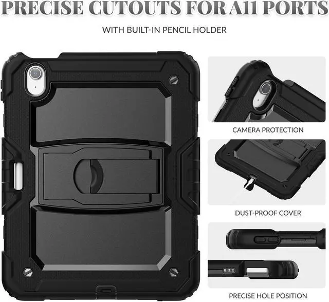 Alt view image 4 of 7 - BONAEVE Shockproof Case for iPad Air 11 inch M3 M2 2025 2024 6th 7th Generation with Built-in Screen Protector, Adjustable Stand