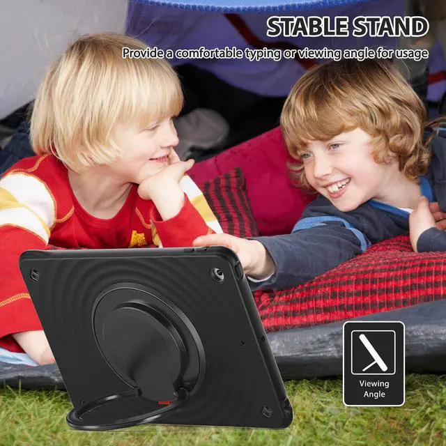 Alt view image 4 of 7 - BONAEVER Case for iPad 10.2 inch 2021 2020 2019 9th 8th 7th Generation with Built-in Screen Protector, 360° Rotating Stand, Adjustable Shoulder Strap, Precise Cutouts, Pencil Holder
