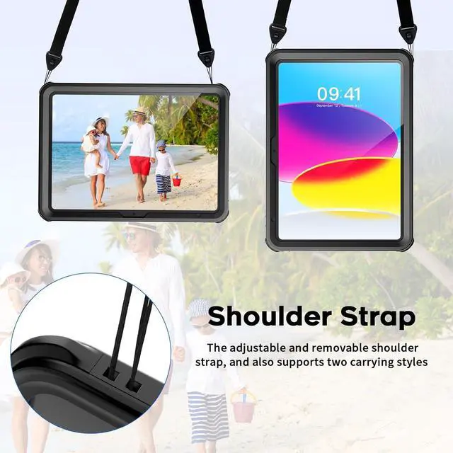 Alt view image 7 of 7 - BONAEVER Waterproof Case for iPad Air 13 inch M3 M2 2025 2024, iPad Air 13 7th 6th Gen Case [Built-in Screen Protector] [IP68 Waterproof] Shockproof Protective Cover with Kickstand, Shoulder Strap