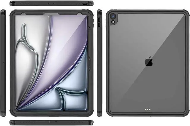 Alt view image 4 of 7 - BONAEVER Waterproof Case for iPad Air 13 inch M3 M2 2025 2024, iPad Air 13 7th 6th Gen Case [Built-in Screen Protector] [IP68 Waterproof] Shockproof Protective Cover with Kickstand, Shoulder Strap