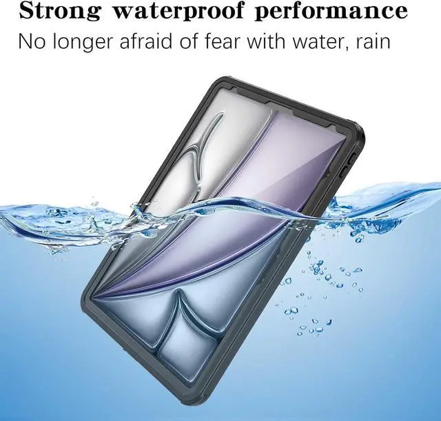 Alt view image 2 of 7 - BONAEVER Waterproof Case for iPad Air 13 inch M3 M2 2025 2024, iPad Air 13 7th 6th Gen Case [Built-in Screen Protector] [IP68 Waterproof] Shockproof Protective Cover with Kickstand, Shoulder Strap