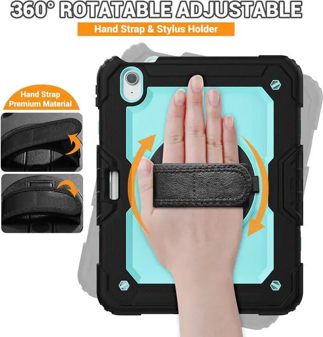 Alt view image 3 of 7 - BONAEVER Case for iPad Air 11 inch 7th 6th Generation M3 M2 2025 2024, Heavy Duty Shockproof Protective Cover with Screen Protector, Stand and Hand/Shoulder Strap Light Blue