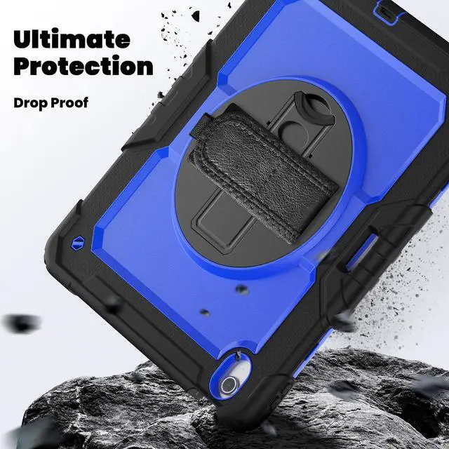 Alt view image 2 of 7 - Case for iPad Air 13 inch M3 2025 / M2 2024 with Built-in Screen Protector, 360° Rotating Stand, Adjustable Shoulder Strap, Pencil Holder Blue