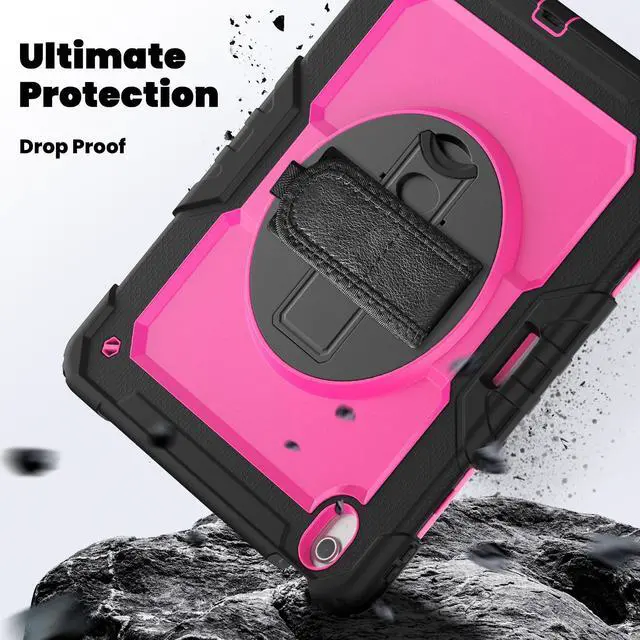Alt view image 2 of 7 - Case for iPad Air 13 inch M3 2025 / M2 2024 with Built-in Screen Protector, 360° Rotating Stand, Adjustable Shoulder Strap, Pencil Holder Rose Red