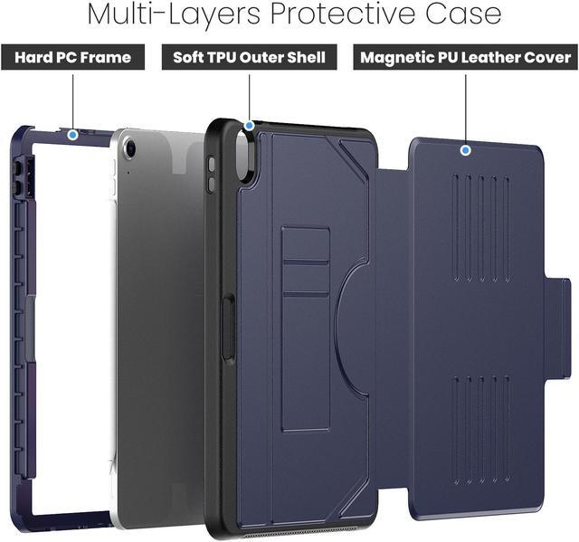 Alt view image 4 of 7 - BONAEVER Case For iPad Air 7th 6th Generation 11 inch M3 M2 2025 2024, Smart Magnetic Auto Sleep Shockproof Cover with Multi-Angles Stand, Pen Holder, Card Slot Blue