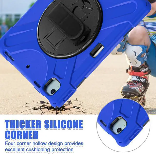 Alt view image 2 of 7 - Case for iPad Air 13 inch M3 2025 M2 2024 and iPad Pro 12.9 2022 - 2018 6th/5th/4th/3rd Gen with Built-in Screen Protector, 360° Rotating Stand, Adjustable Shoulder Strap, Pencil Holder Blue