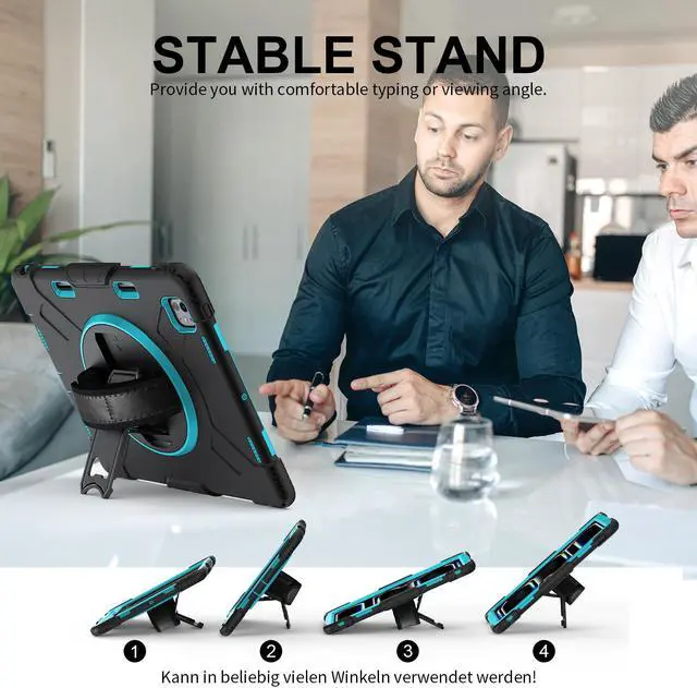 Alt view image 4 of 7 - BONAEVER Case for iPad Pro 13 Inch M4 2024 7th Generation with Built-in Screen Protector, 360° Rotating Stand, Adjustable Shoulder Strap, Precise Cutouts, Pencil Holder Mint Green